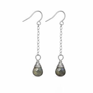 HK17890 S925 Labradorite Dangle Earrings
